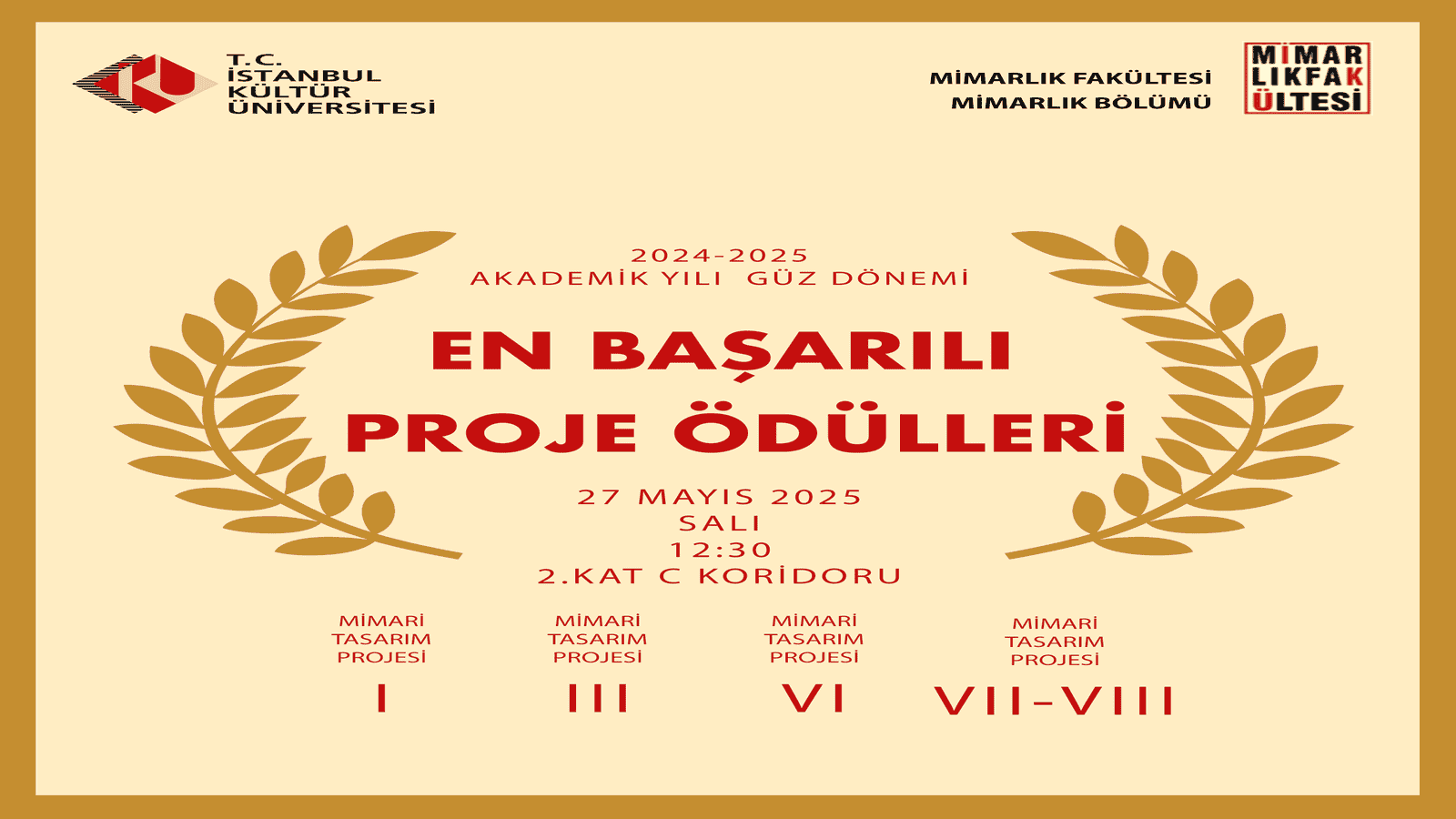 Mimarlık Bölümü "En Başarılı Proje Ödülleri Töreni"